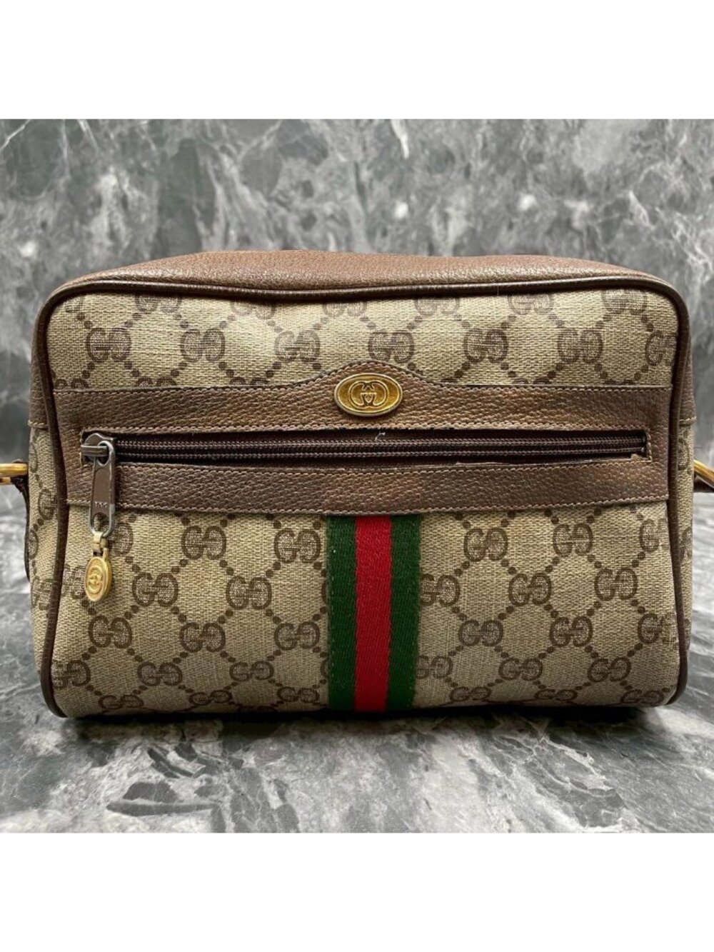 Gucci GG Sherry Line Shoulder Bag Brown Leather - Picture 2 of 10